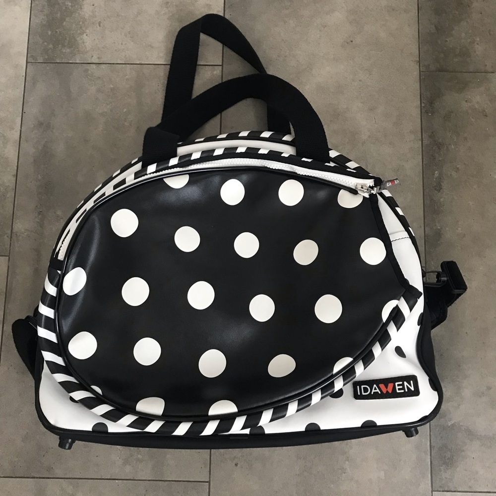 SOLD IDAWEN vegan leather black white tennis bag - Picture 2 of 8